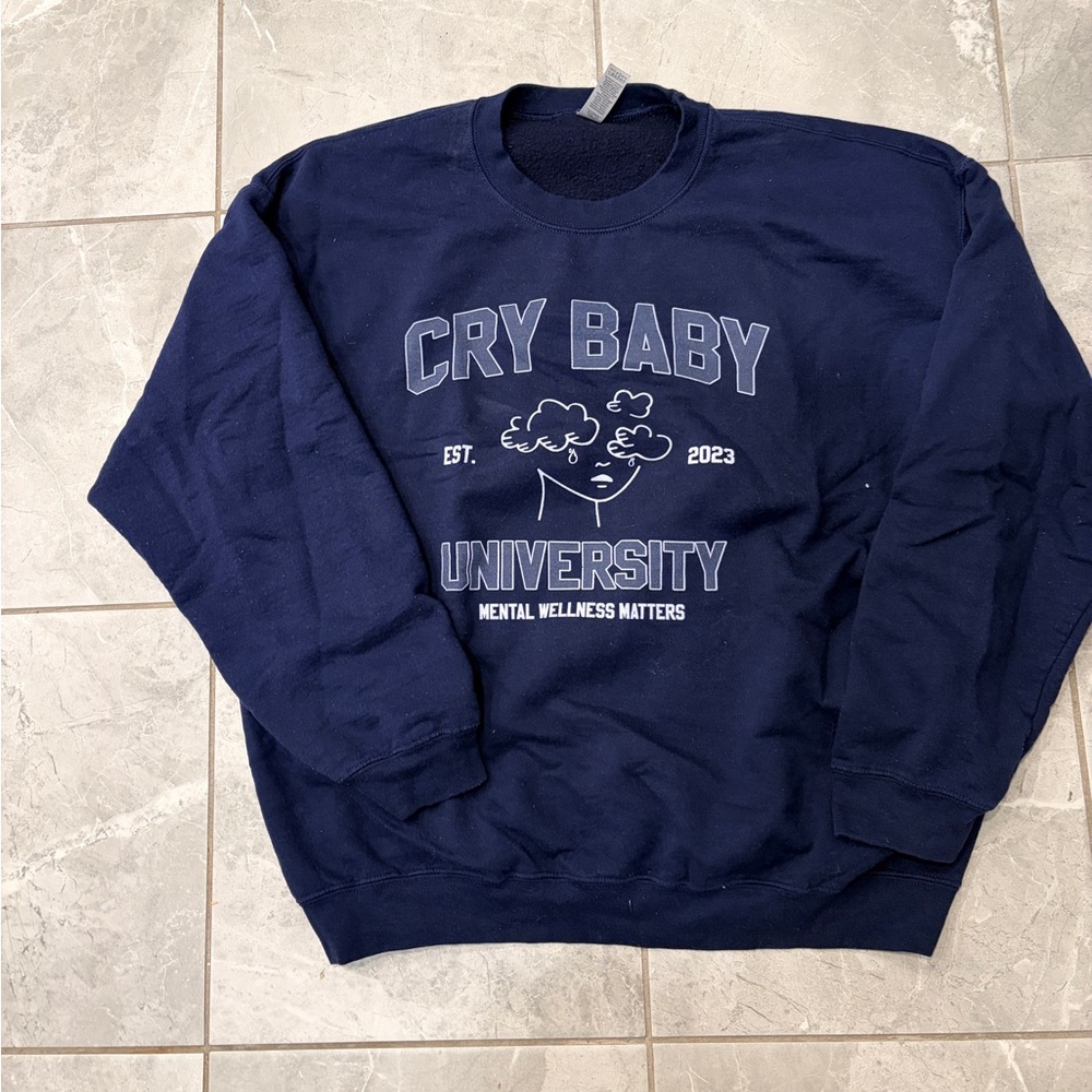 EUC Juliana & Co. XL "Cry Baby University" graphic crewneck pullover